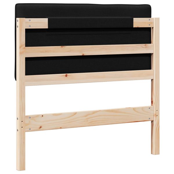 Тапицирана табла Кафяв и черен 100 cm Солидно борово дърво