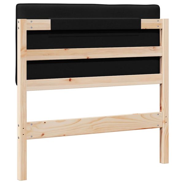 Тапицирана табла Кафяв и черен 90 cm Солидно борово дърво