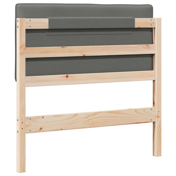 Тапицирана табла Кафяв и светло сив 75 cm Солидно борово дърво