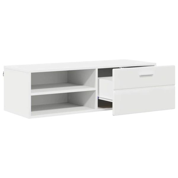 Дървен шкаф с чекмедже Бяло 100,5 x 39 x 30 см Инженерно дърво