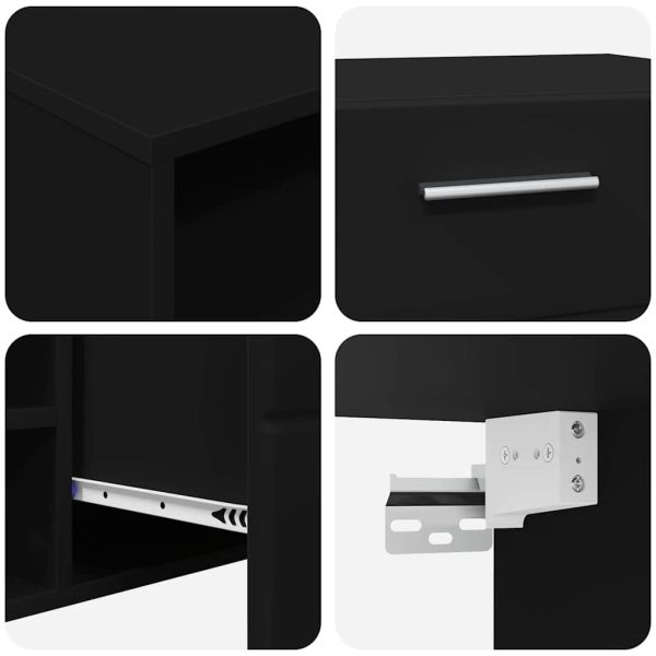 Дървен шкаф с чекмедже Черно 100,5 x 39 x 30 см Инженерно дърво