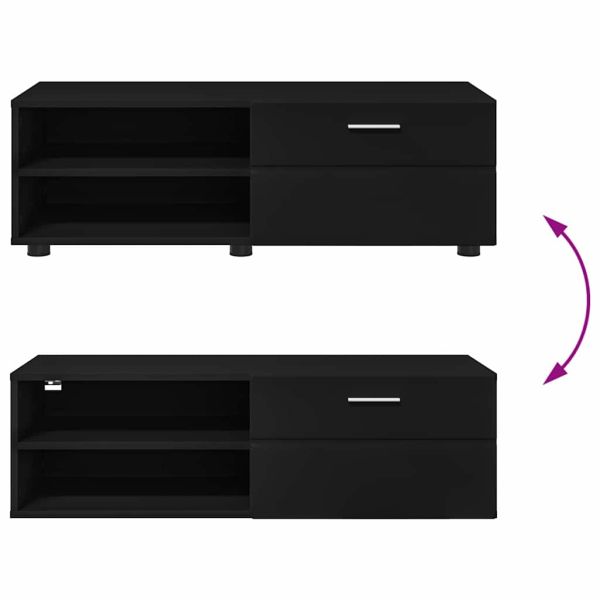 Дървен шкаф с чекмедже Черно 100,5 x 39 x 30 см Инженерно дърво