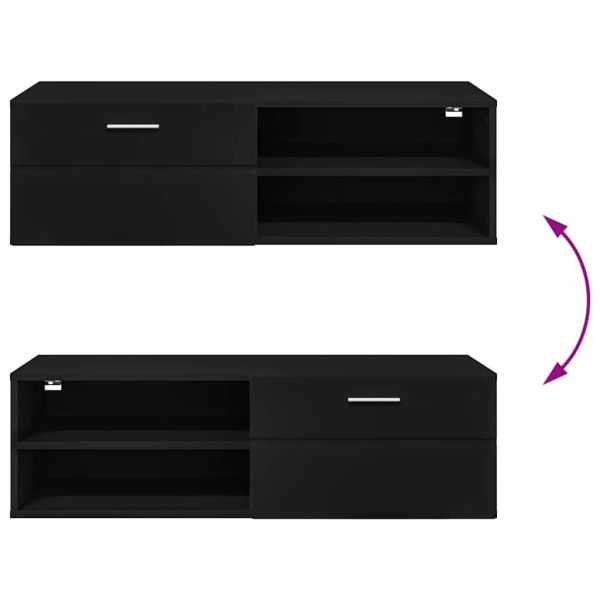 Дървен шкаф с чекмедже Черно 100,5 x 39 x 30 см Инженерно дърво