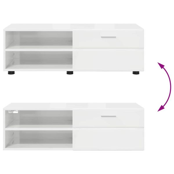 Дървен шкаф Лъскаво бяло 100,5 x 39 x 30 см Инженерно дърво