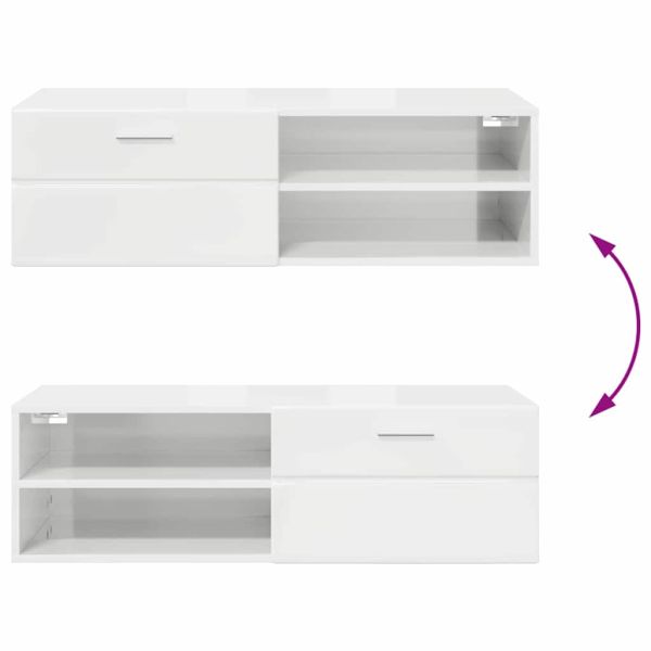 Дървен шкаф Лъскаво бяло 100,5 x 39 x 30 см Инженерно дърво