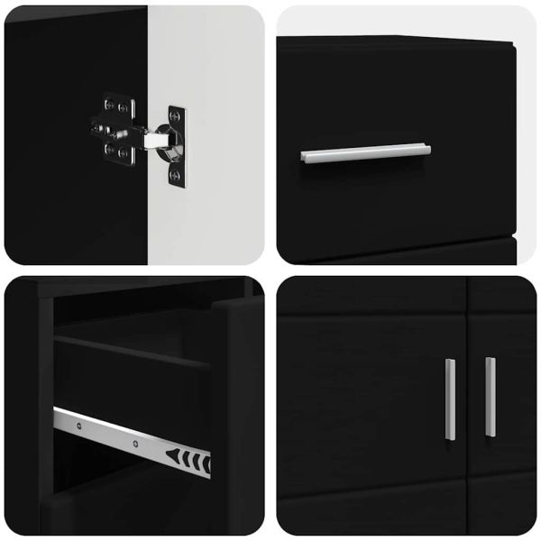 Дървен шкаф Черно 88,5 x 30,5 x 73 см Инженерно дърво