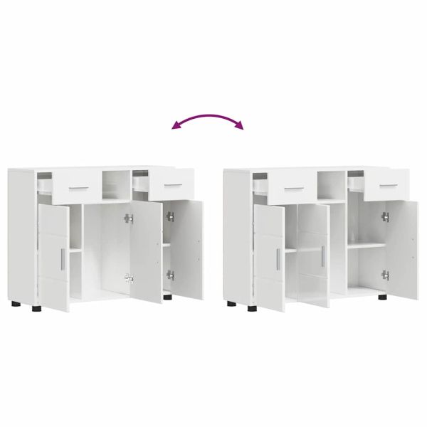 Дървен шкаф Лъскаво бяло 88,5 x 30,5 x 73 см Инженерно дърво