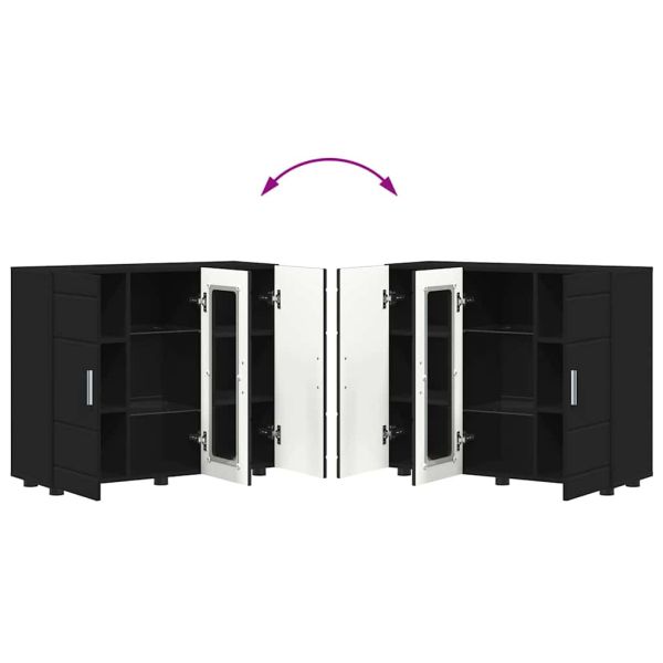 Дървен шкаф Черно 88,5 x 30,5 x 73 см Инженерно дърво