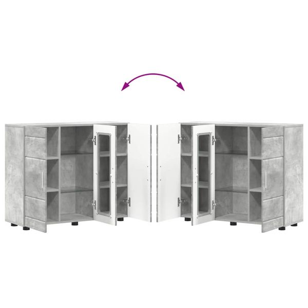 Дървен шкаф Циментено сиво 88,5 x 30,5 x 73 см Инженерно дърво