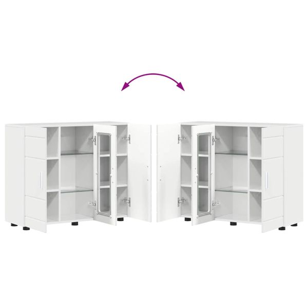 Дървен шкаф Лъскаво бяло 88,5 x 30,5 x 73 см Инженерно дърво