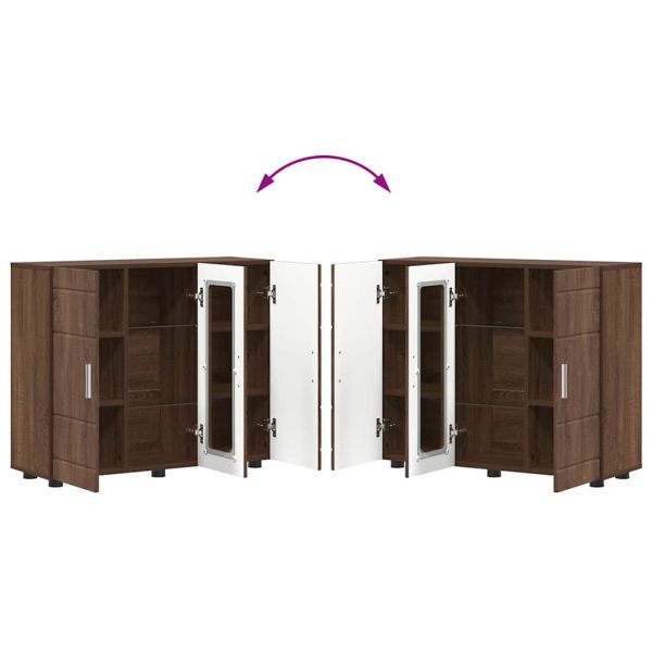 Дървен шкаф Кафяв дъб 88,5 x 30,5 x 73 см Инженерно дърво