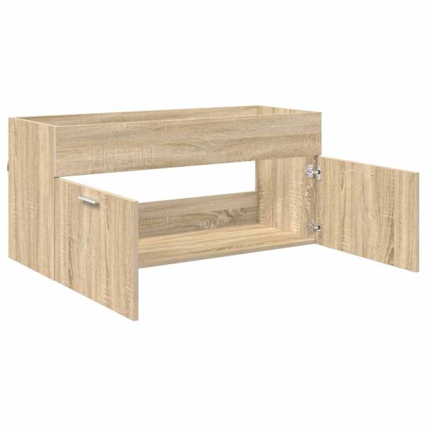 Шкаф за мивка със съхранение с врата Сонома дъб Инженерно дърво