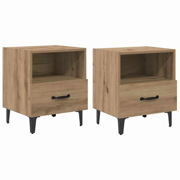 Нощен шкаф 2 pcs Дъб 40 x 35 x 47,5 см Инженерно дърво