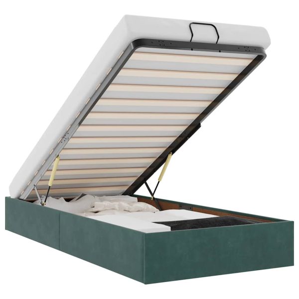 Османска рамка за легло без матрак тъмнозелена 100x200см кадифе