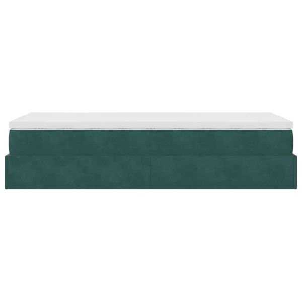 Османска легло с матрак, тъмнозелено, 100x200 см, кадифе