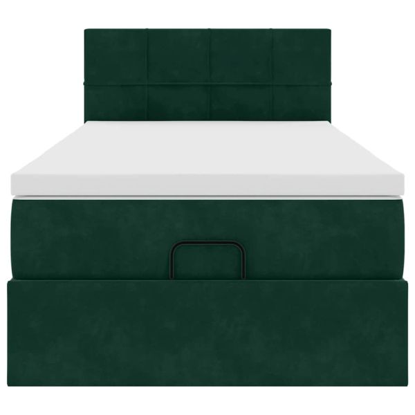 Османска легло с матрак, тъмнозелено, 100x200 см, кадифе