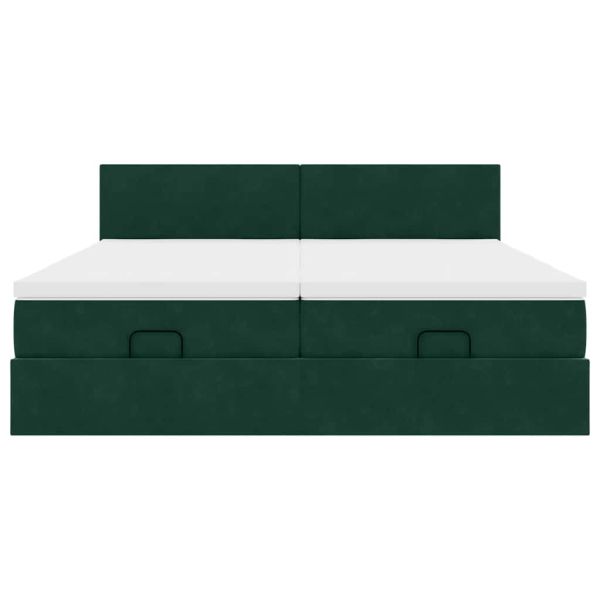 Османска легло с матраци, тъмнозелено, 200x200 см, кадифе