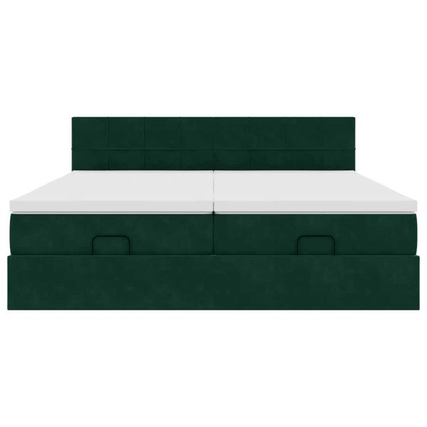 Османска легло с матраци, тъмнозелено, 200x200 см, кадифе