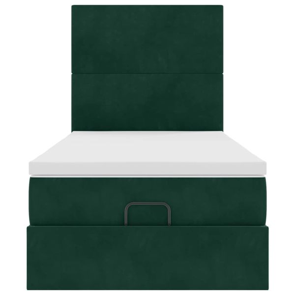 Османска легло с матраци, тъмнозелено, 100x200 см, кадифе