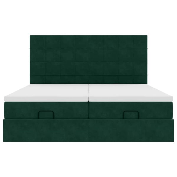 Османска легло с матраци, тъмнозелено, 200x200 см, кадифе