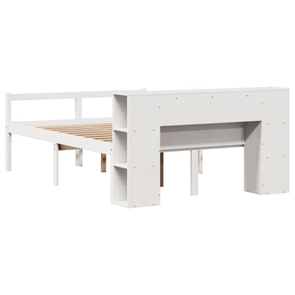 Легло с етажерка за книги, без матрак, 160x200 см, бор масив