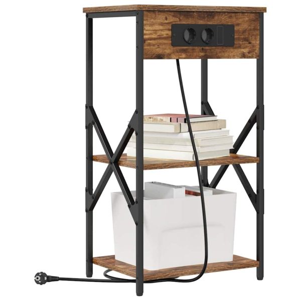 Нощен шкаф с рафт Димян дъб 41 x 31 x 76 см Инженерно дърво