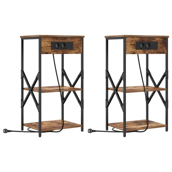 Нощен шкаф 2 pcs Димян дъб 41 x 31 x 76 см Инженерно дърво