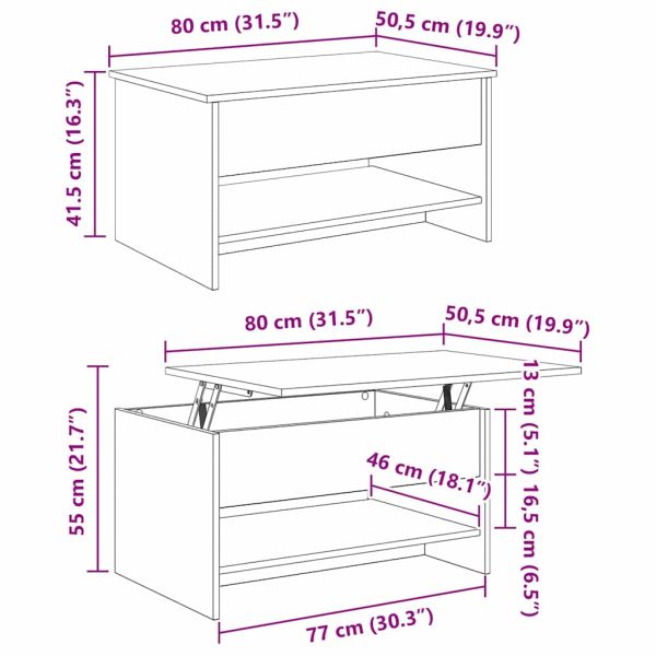 Масичка за кафе Черния дъб 80 x 50,5 x 41,5 см Инженерно дърво