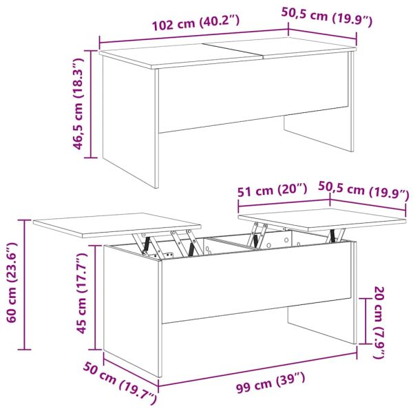 Масичка за кафе Дъб 102 x 50,5 x 46,5 см Инженерно дърво
