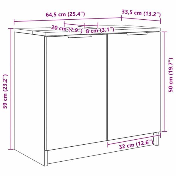 Шкаф за баня Черния дъб 64,5 x 33,5 x 59 см Инженерно дърво