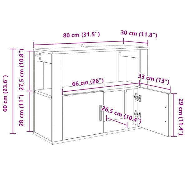 Служебен шкаф дъб артизан 80 x 30 x 60 cm Инженерно дърво
