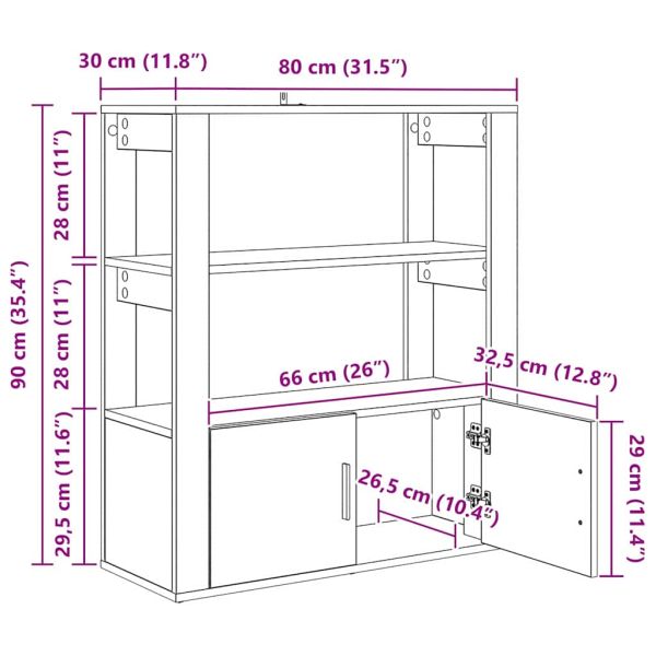 Служебен шкаф дъб артизан 30 x 80 x 90 см Инженерно дърво