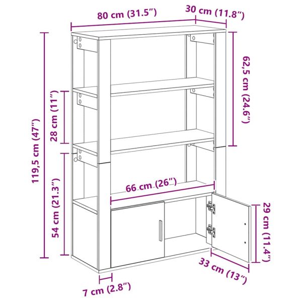 Служебен шкаф Старо дърво 30 x 80 x 119.5 см Инженерно дърво