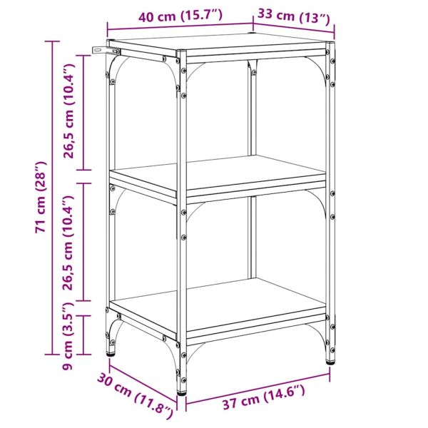 Шкаф за книги Черен дъб 40 x 33 x 70,5 см