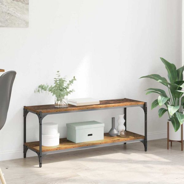 ТВ шкаф Старо дърво 100x33x41см Инженерна дървесина и желязо