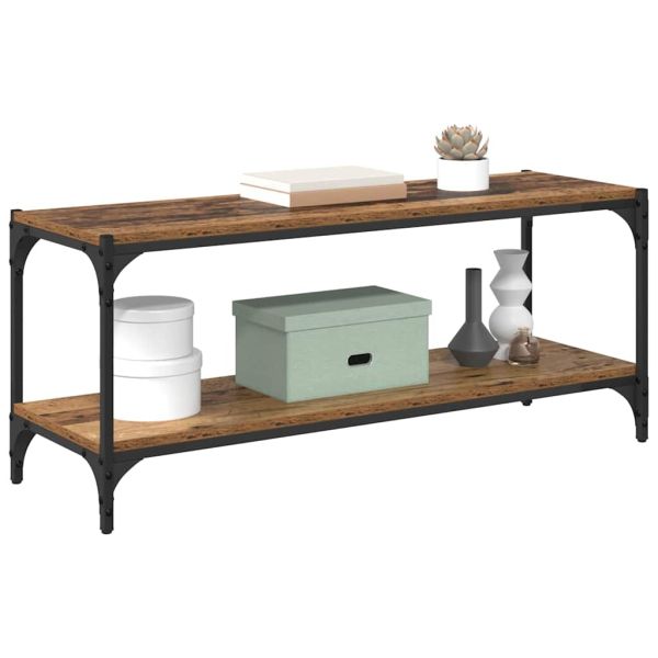 ТВ шкаф Старо дърво 100x33x41см Инженерна дървесина и желязо