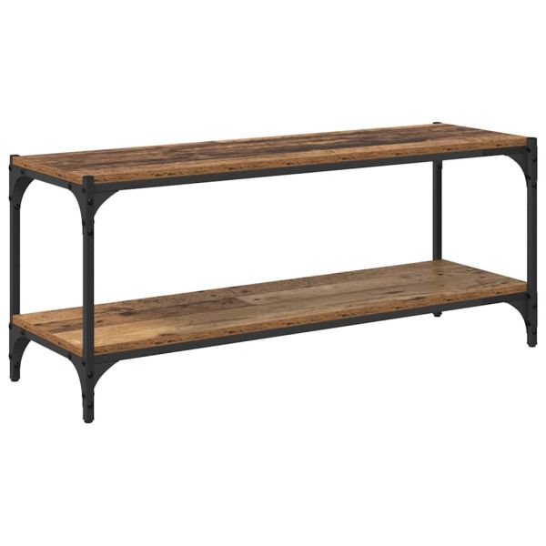 ТВ шкаф Старо дърво 100x33x41см Инженерна дървесина и желязо