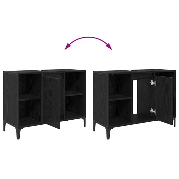 Шкаф за мивка с рафт със съхранение Черния дъб 80 x 33 x 60 см