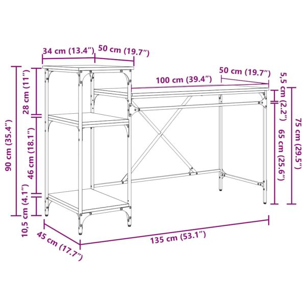 Бюро Старо дърво 135 x 50 x 90 cm Инженерно дърво