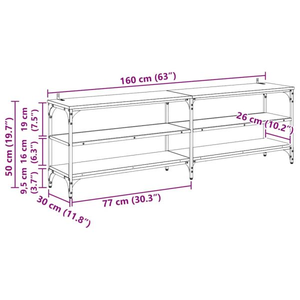 ТВ шкаф Дъб 160 x 30 x 50 см Инженерна дървесина и желязо