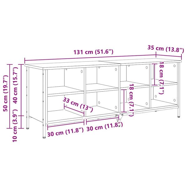 Шкаф за обувки с рафт със съхранение Дъб 131 x 35 x 50 см