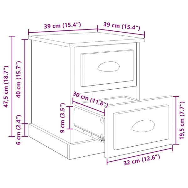 Нощен шкаф Черния дъб 39 x 39 x 47.5 см Инженерно дърво