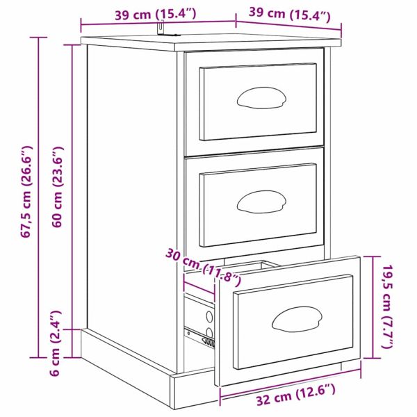 Нощен шкаф Черния дъб 39 x 39 x 67,5 см Инженерно дърво