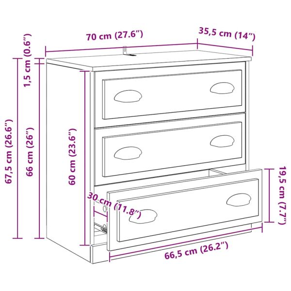 Служебен шкаф Дъб 70 x 35,5 x 67,5 см Инженерно дърво