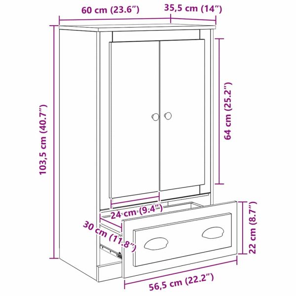 Висок шкаф Черния дъб 60 x 35,5 x 103,5 см Инженерно дърво