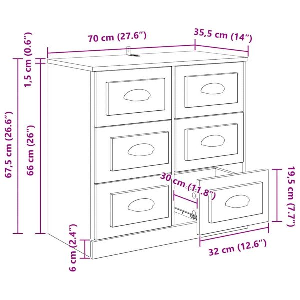 Служебен шкаф Дъб 70 x 35,5 x 67,5 см Инженерно дърво