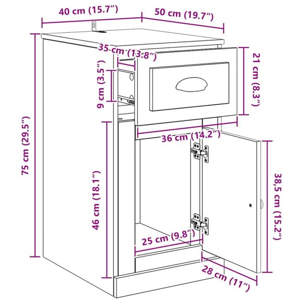 Страничен шкаф Дъб 40 x 50 x 75 см Инженерно дърво
