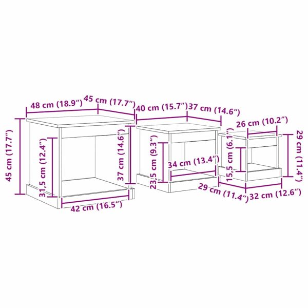 Масичка за кафе 3 pcs Дъб Инженерно дърво