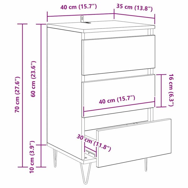 Служебен шкаф с чекмедже Черния дъб 40 x 35 x 70 см