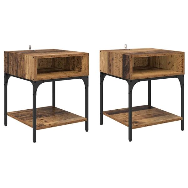 Нощно шкафче 2 pcs Старо дърво 40 x 40 x 50 cm Инженерно дърво